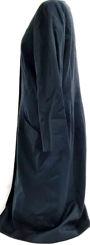 Christian Dior Paris. Veste uniforme en laine et cupro de style mandarin à col boutonné, couleur gris foncé/bleu