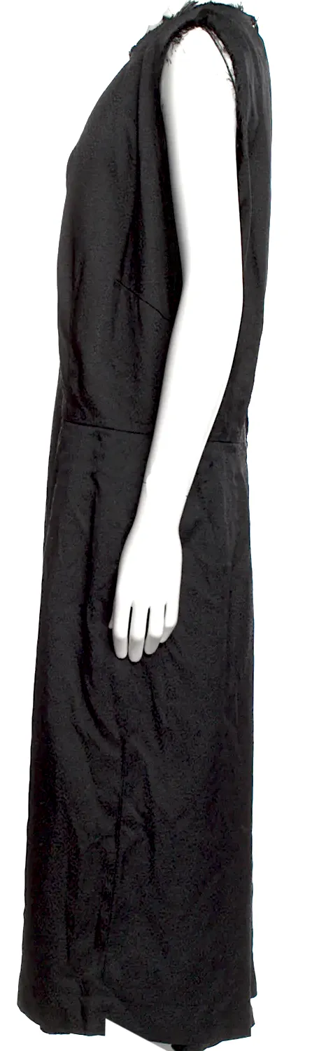 Comme des Garcons Japan. Robe longue à col rond avec ourlet brut noir
