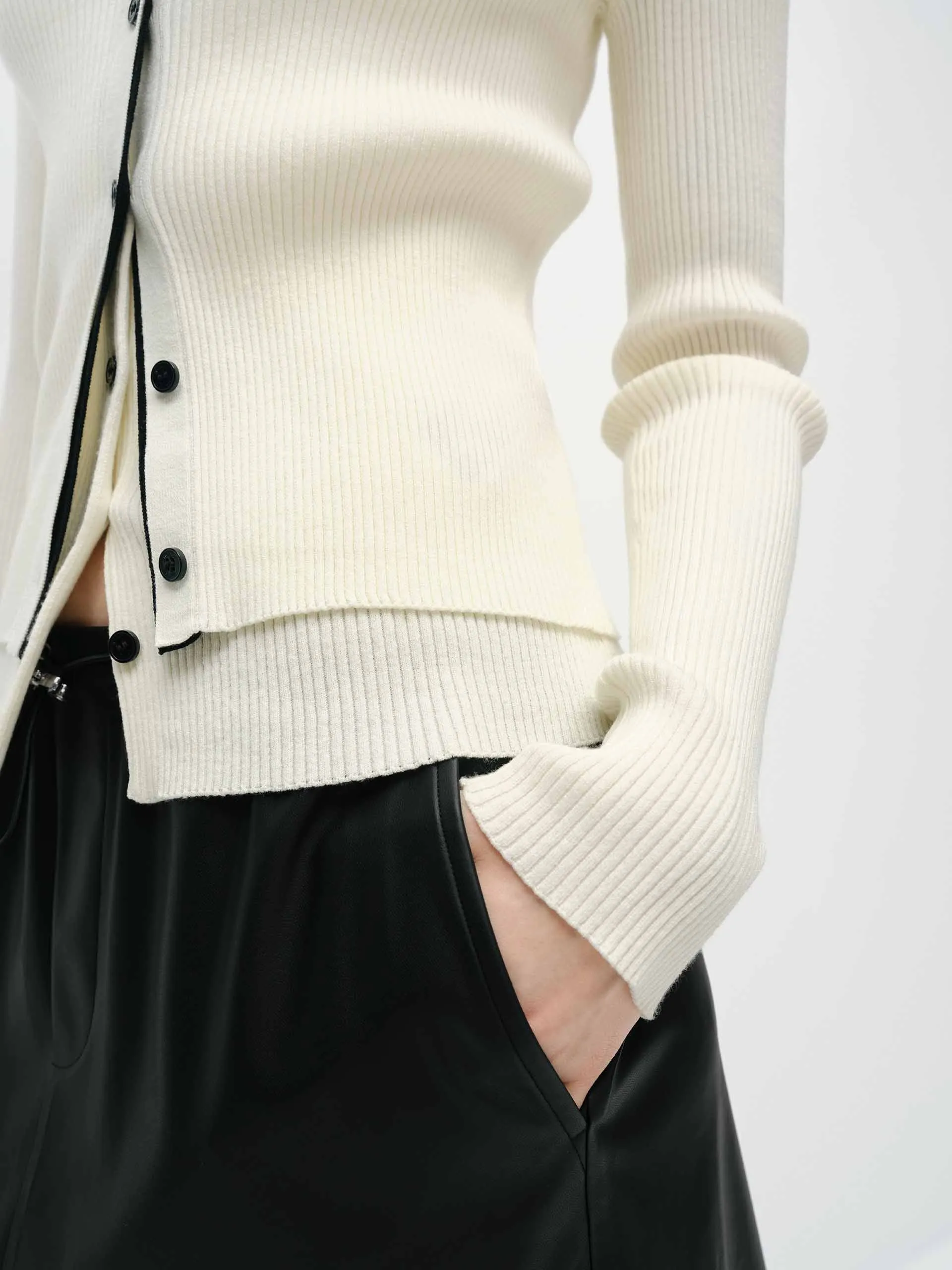 Cardigan en maille à parement contrasté