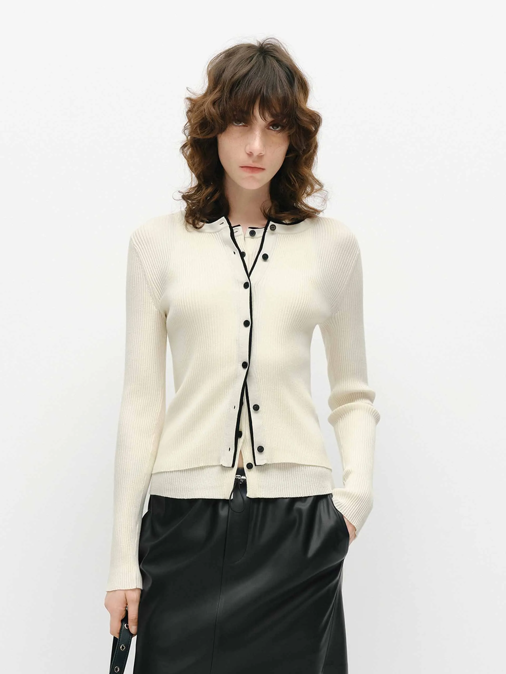 Cardigan en maille à parement contrasté