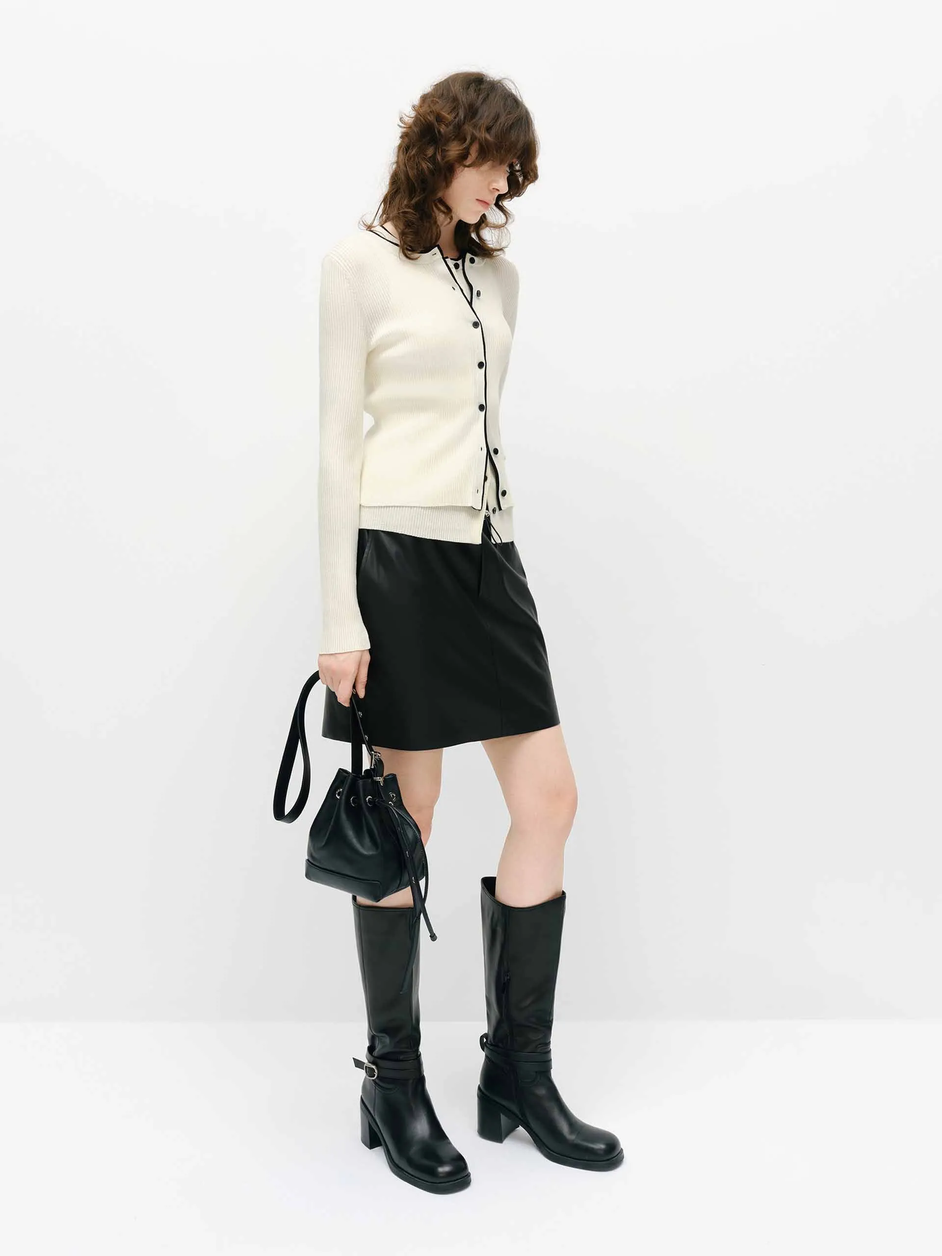 Cardigan en maille à parement contrasté