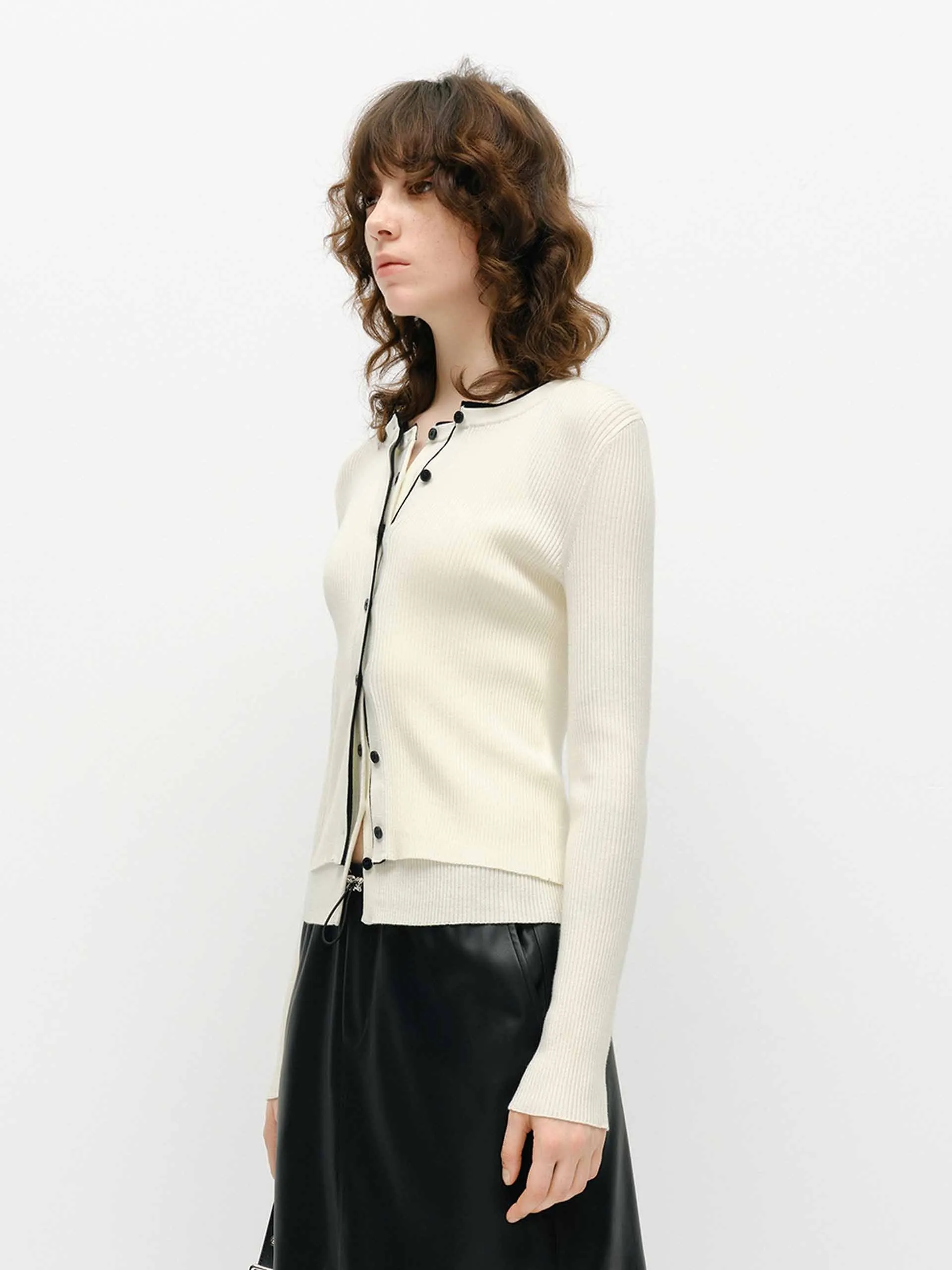 Cardigan en maille à parement contrasté