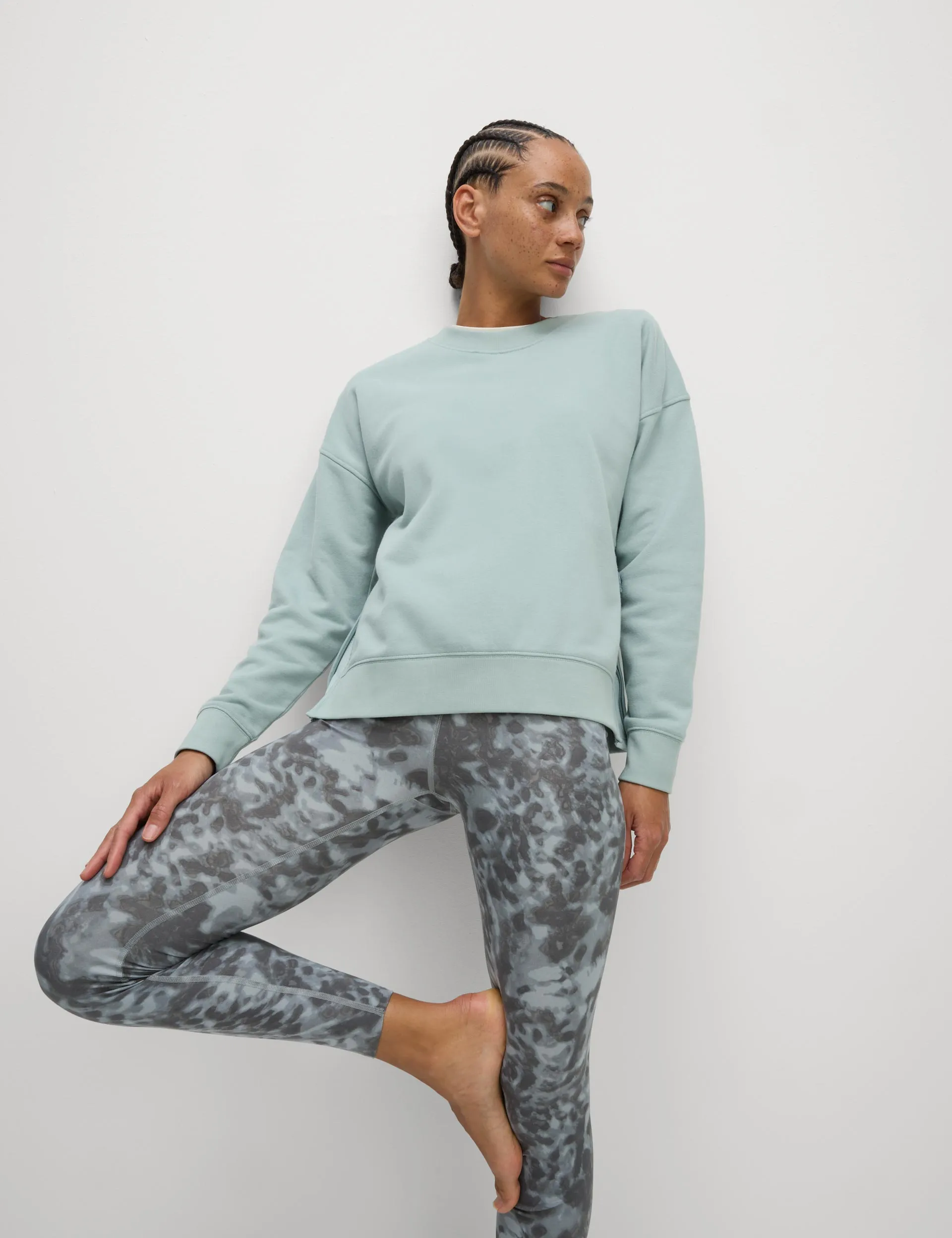 Pull décontracté à panneaux en maille riche en coton - Menthe claire