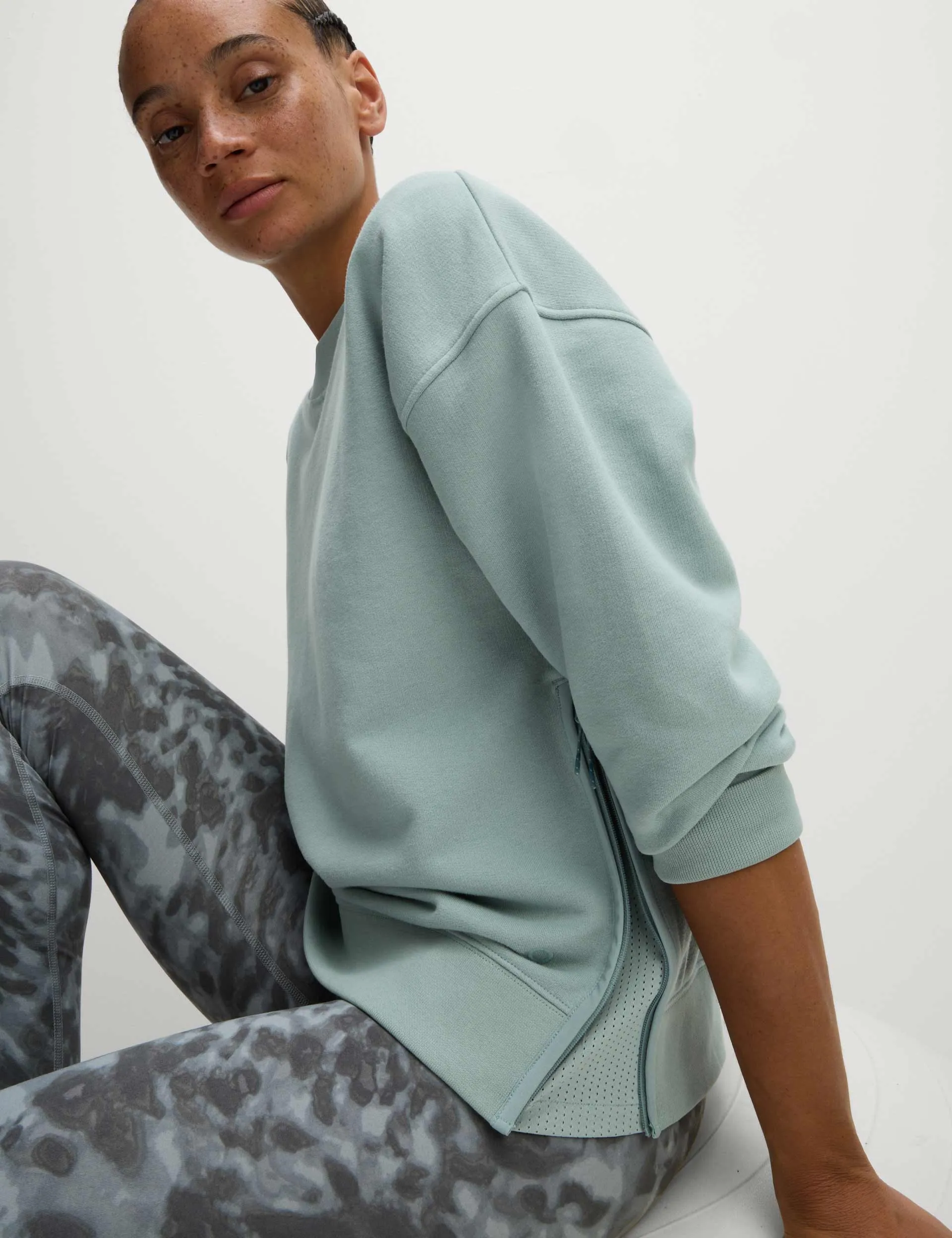 Pull décontracté à panneaux en maille riche en coton - Menthe claire