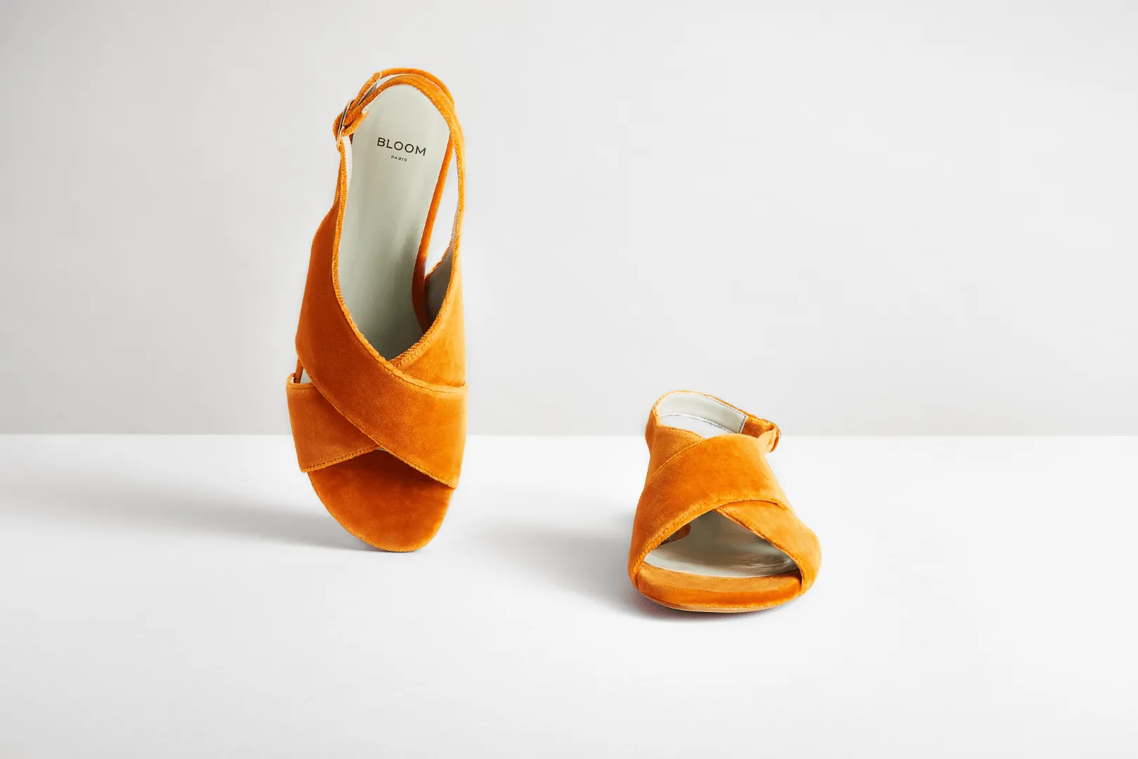 Sandales Slingback Véganes en Velours de Coton | Orange Citrouille