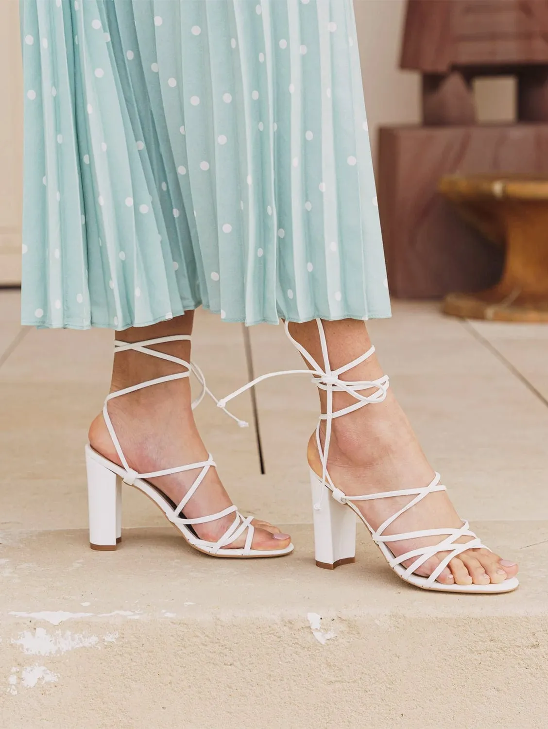Sandales à talons Cupid Vegan en grain recyclé | Blanc