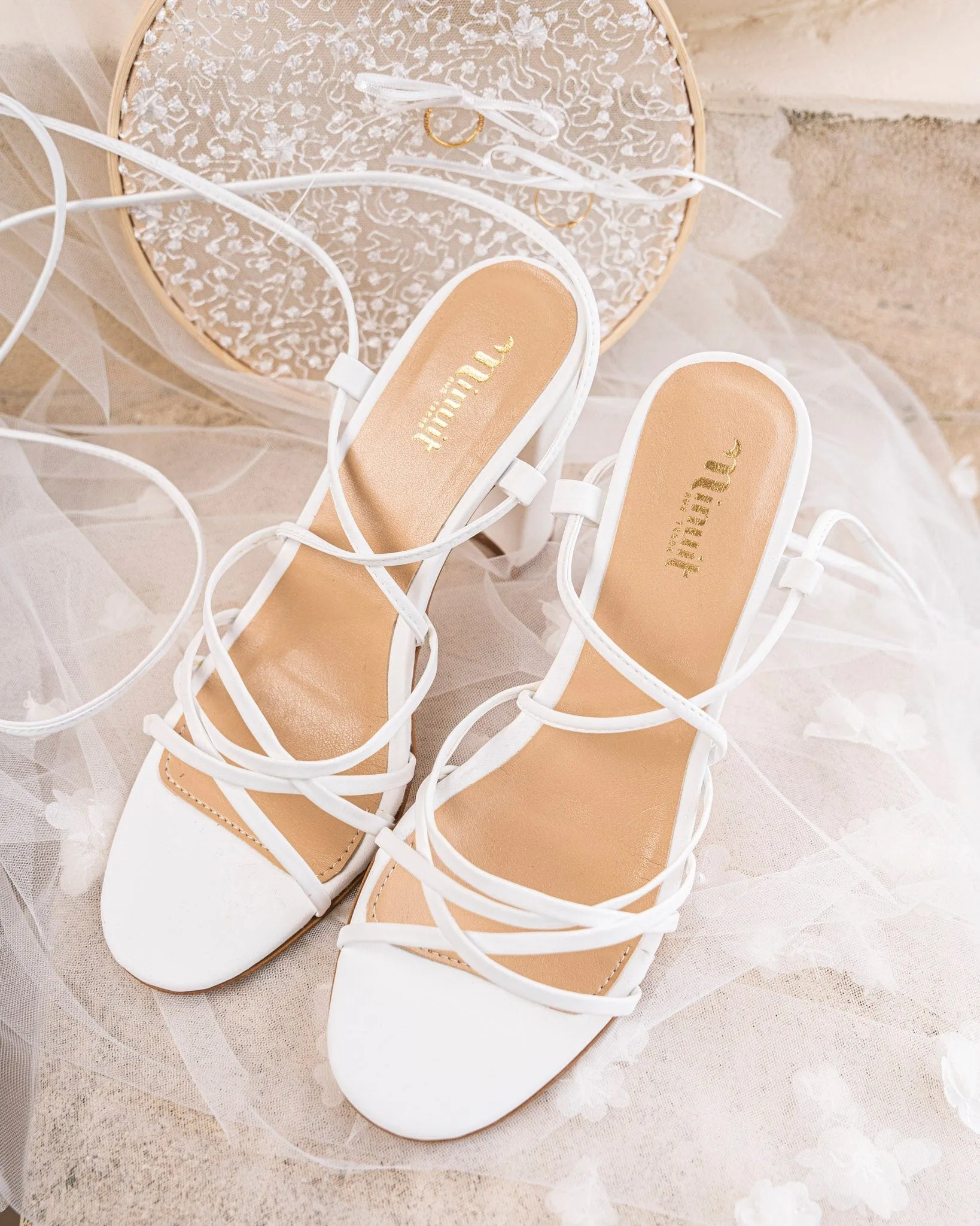 Sandales à talons Cupid Vegan en grain recyclé | Blanc