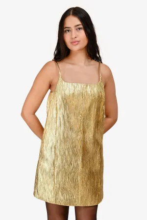 Robe en cuir DROMe Gold Waves à fines bretelles Taille S