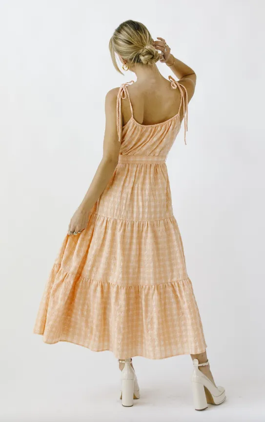 Robe mi-longue à volants Eleanor Plaid - Soldes finales 40% de réduction dans le panier