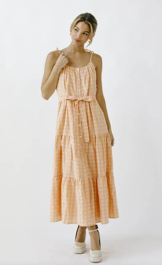 Robe mi-longue à volants Eleanor Plaid - Soldes finales 40% de réduction dans le panier