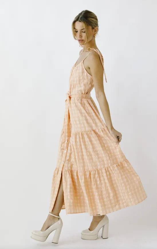 Robe mi-longue à volants Eleanor Plaid - Soldes finales 40% de réduction dans le panier