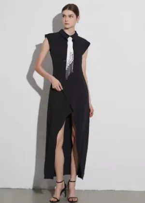 Robe élégante sans manches à taille haute - Robe mi-longue décontractée pour femmes