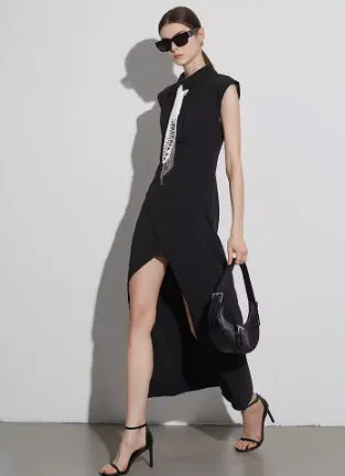 Robe élégante sans manches à taille haute - Robe mi-longue décontractée pour femmes