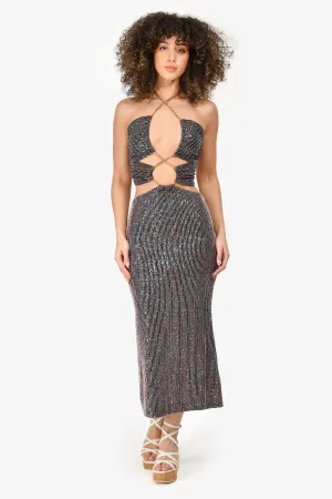 Robe 'Gabrielle' à paillettes noires Eliya The Label Taille XS
