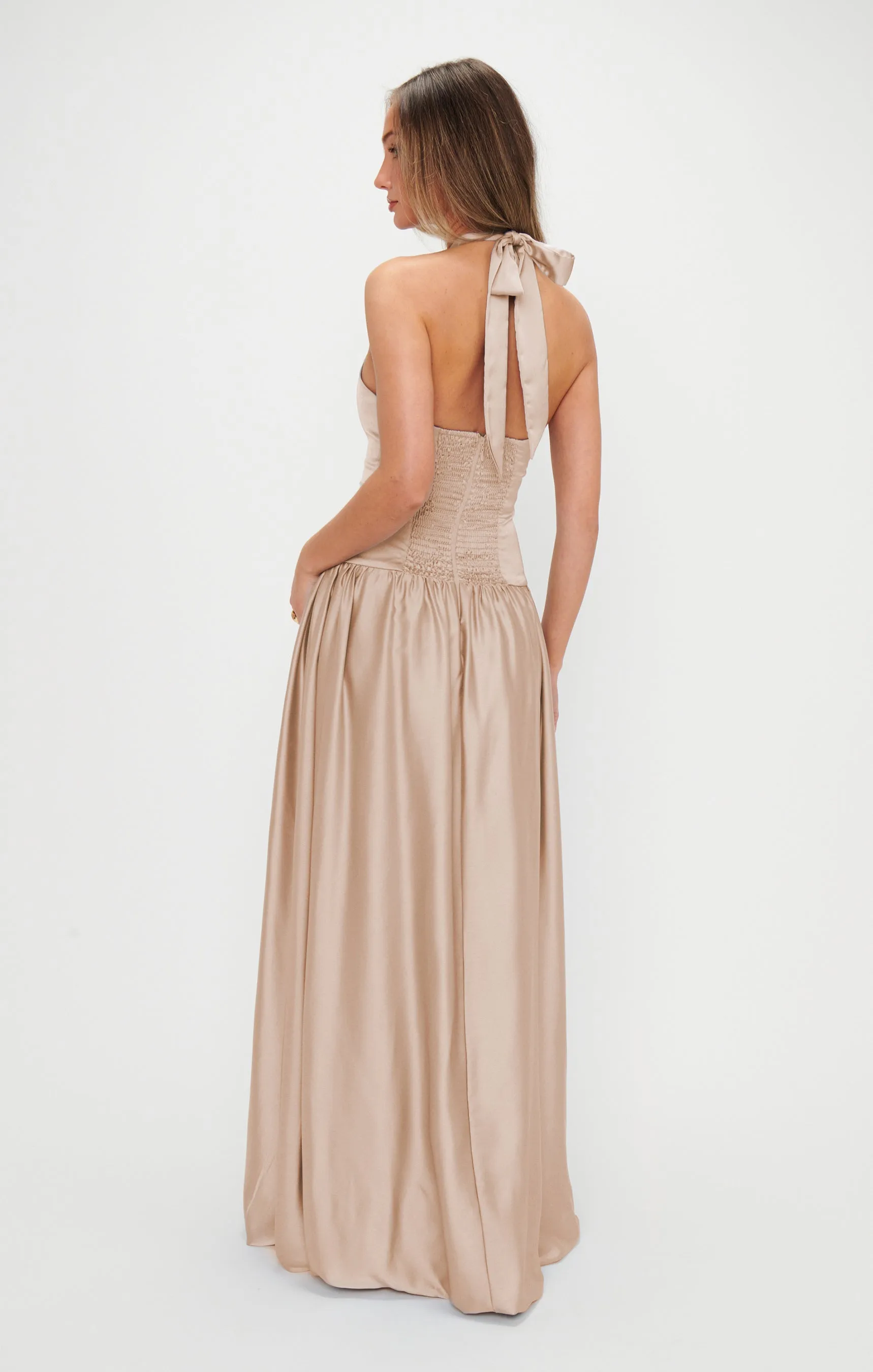 Robe longue Eliza ~ Satin luxe champagne