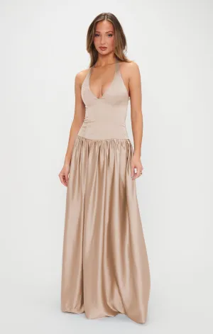 Robe longue Eliza ~ Satin luxe champagne