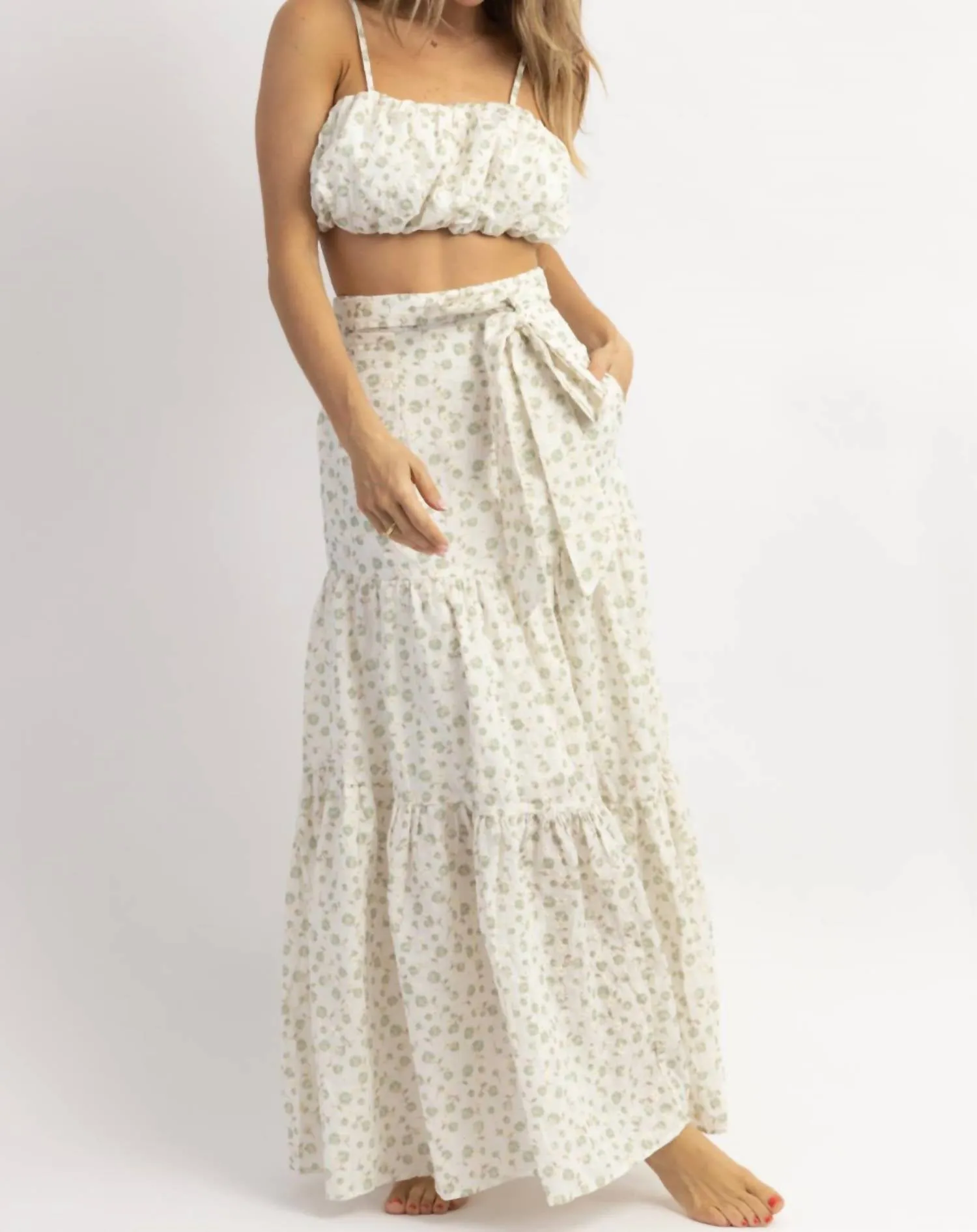Ensemble Brodé Crop Top   Jupe En Sadie Sage