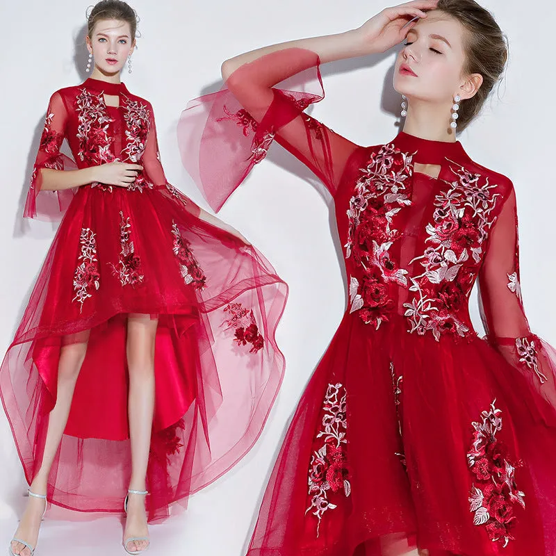 Robe de soirée brodée asymétrique