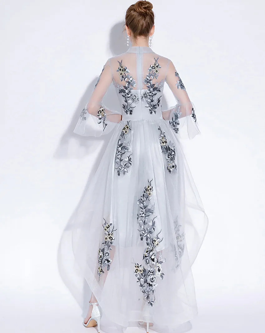 Robe de soirée brodée asymétrique