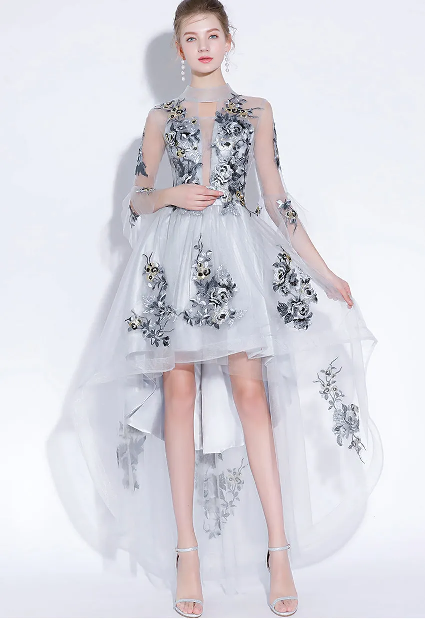 Robe de soirée brodée asymétrique