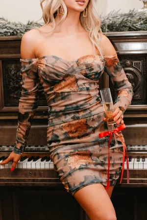 Robe métallique florale bustier d'une beauté envoûtante (Nude Multi)