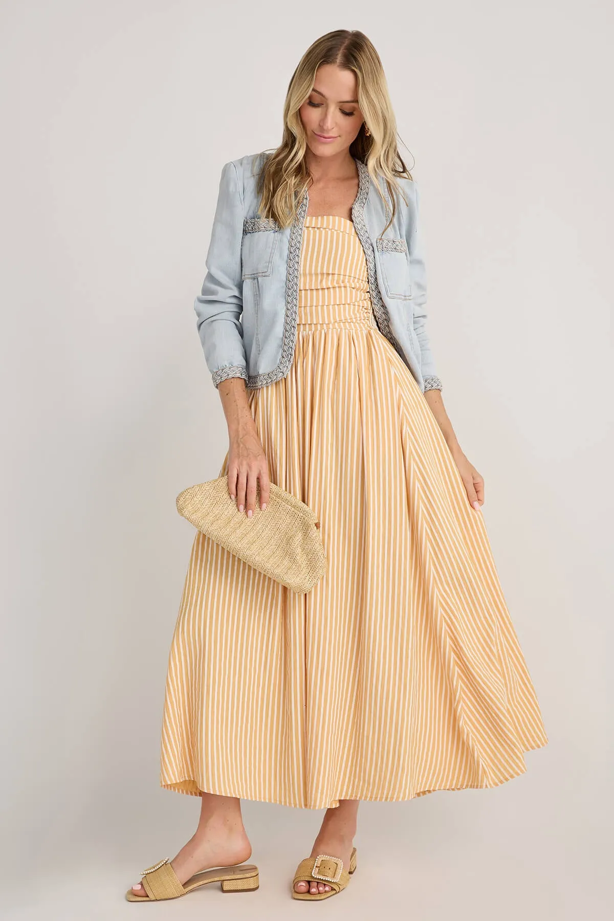 Veste en denim Fate avec passepoil tressé