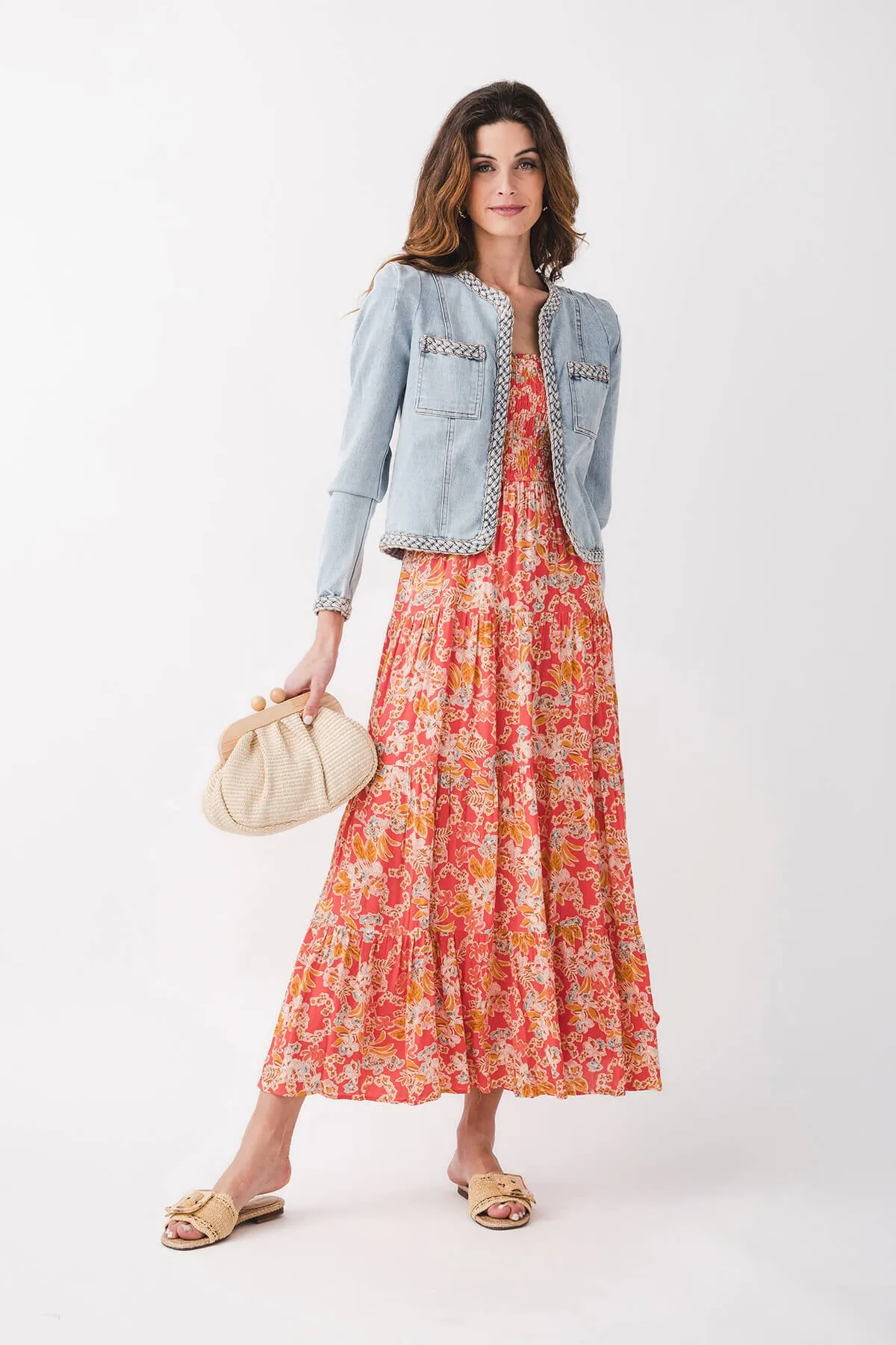 Veste en denim Fate avec passepoil tressé