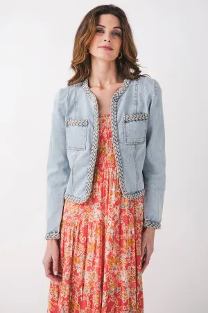 Veste en denim Fate avec passepoil tressé