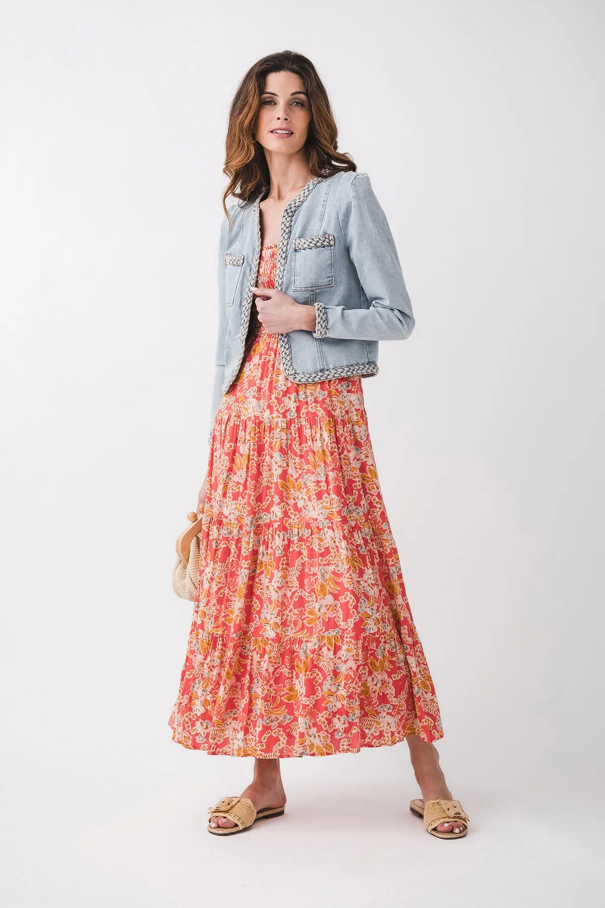 Veste en denim Fate avec passepoil tressé