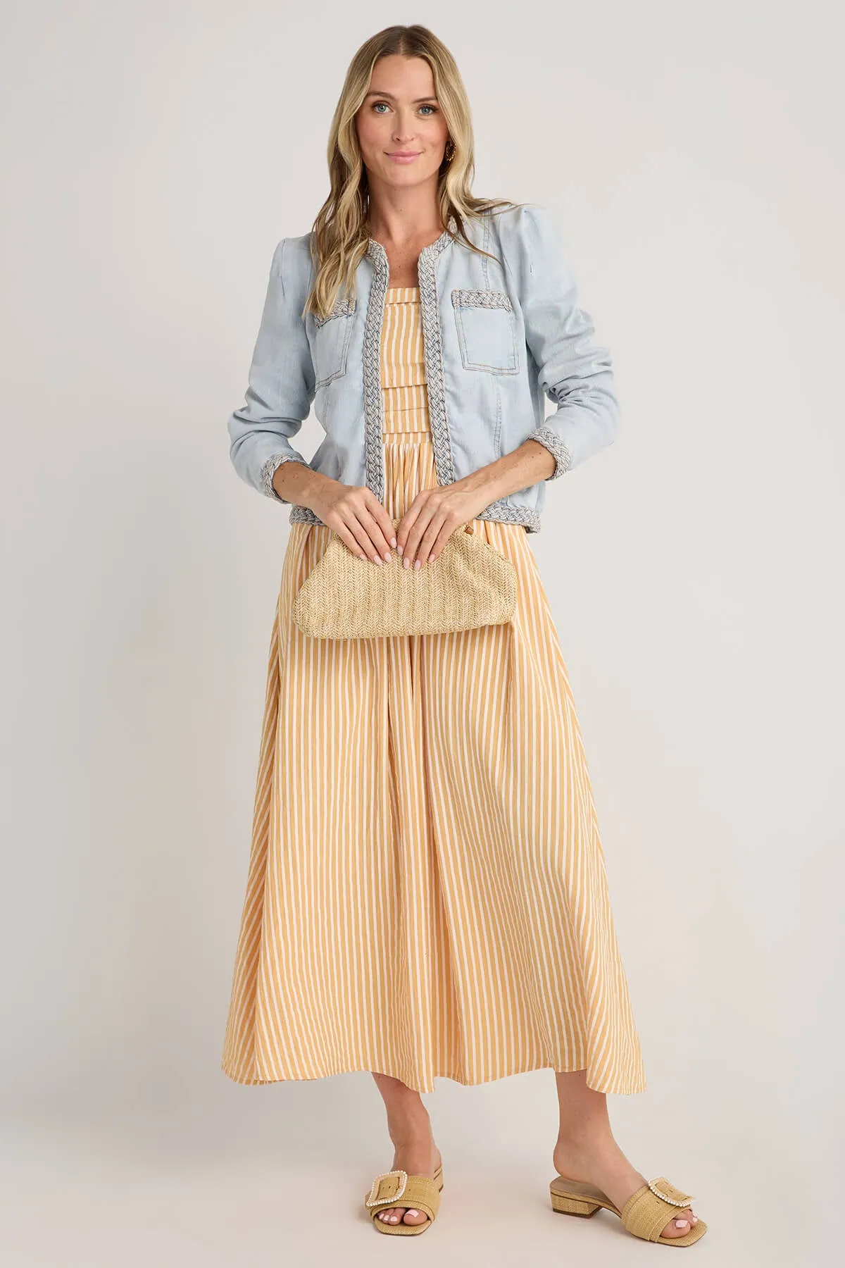 Veste en denim Fate avec passepoil tressé