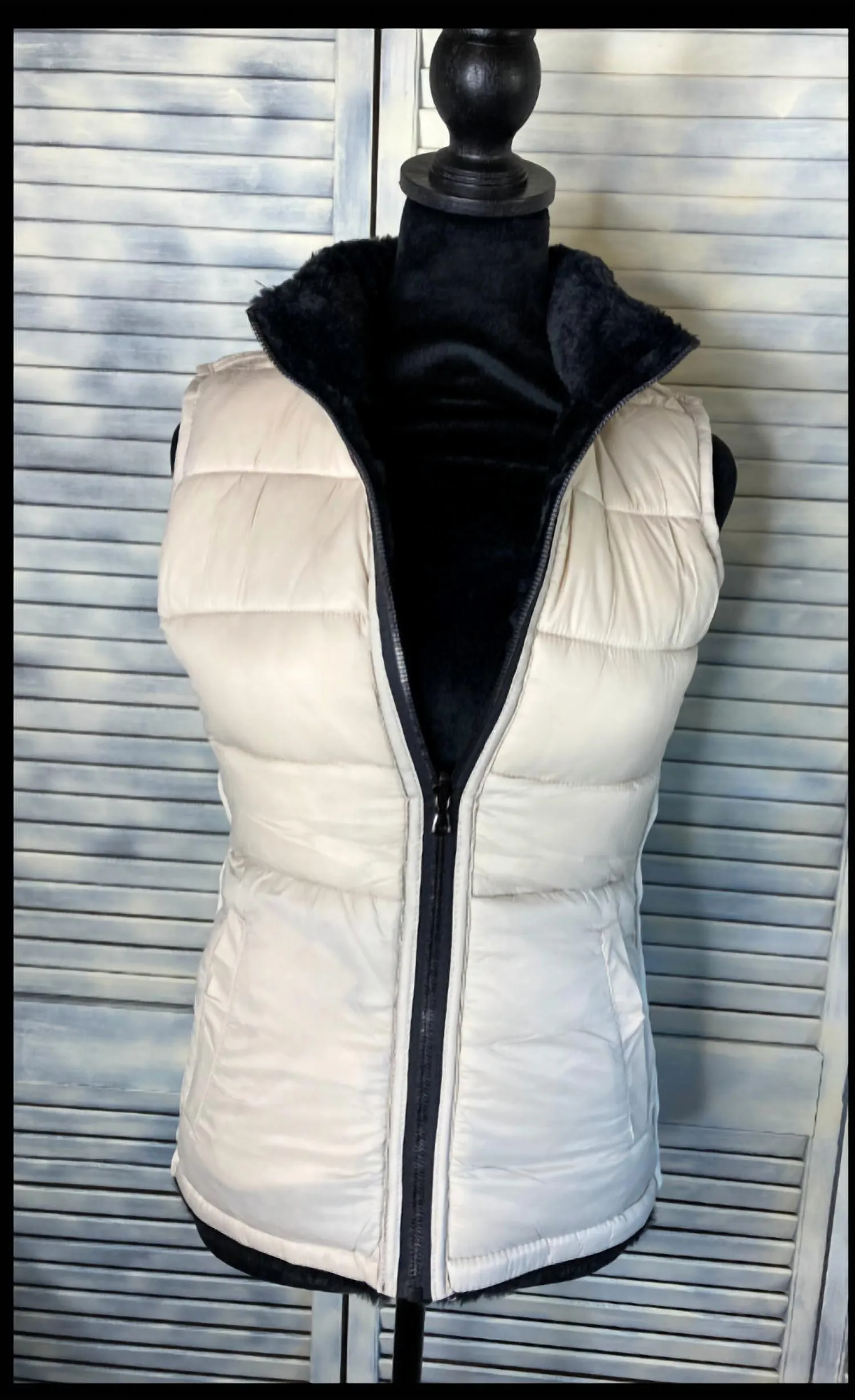 Gilet réversible en fausse fourrure de lapin multicolore