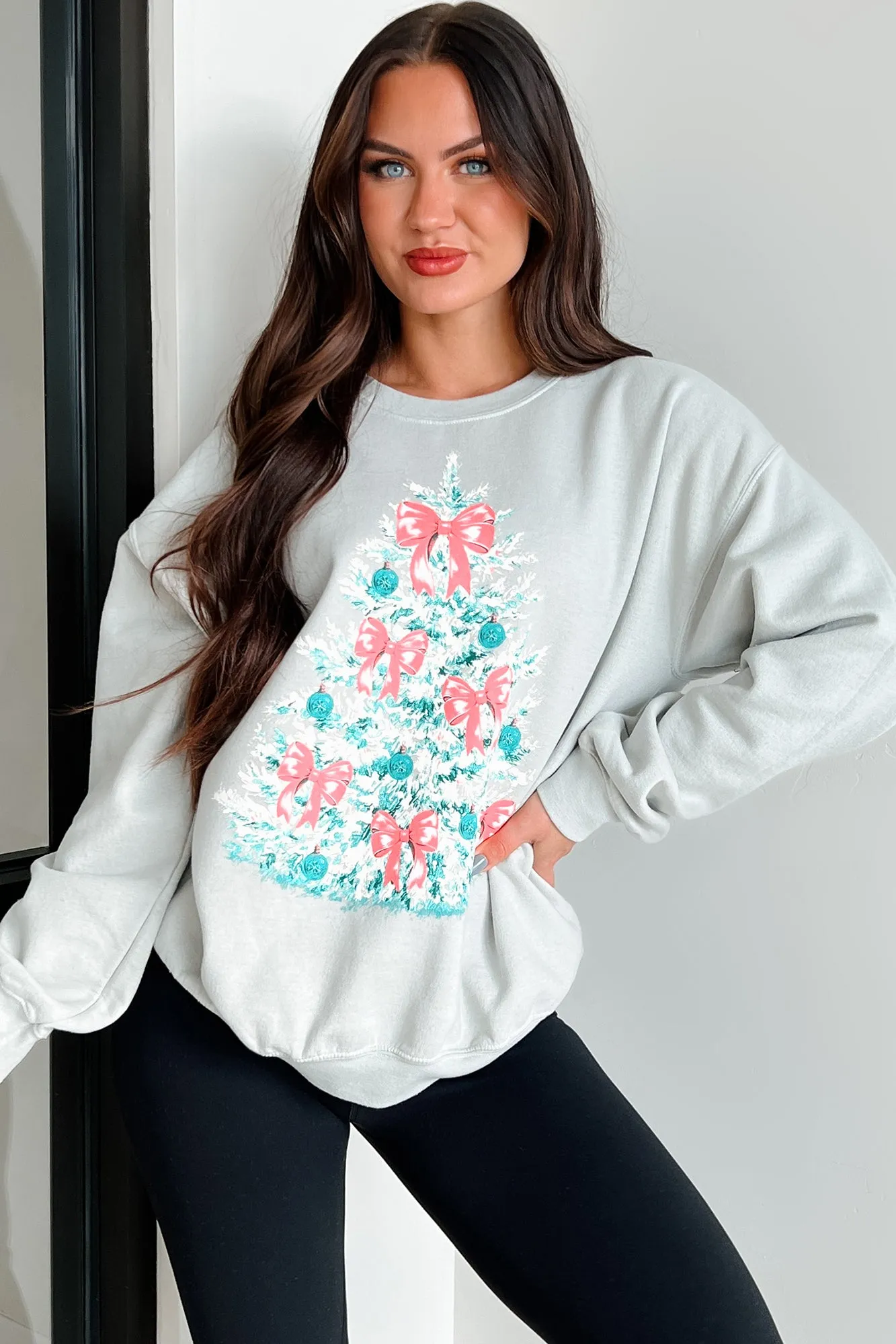 Sweat-shirt graphique surdimensionné Feeling Pine (Vert iceberg)