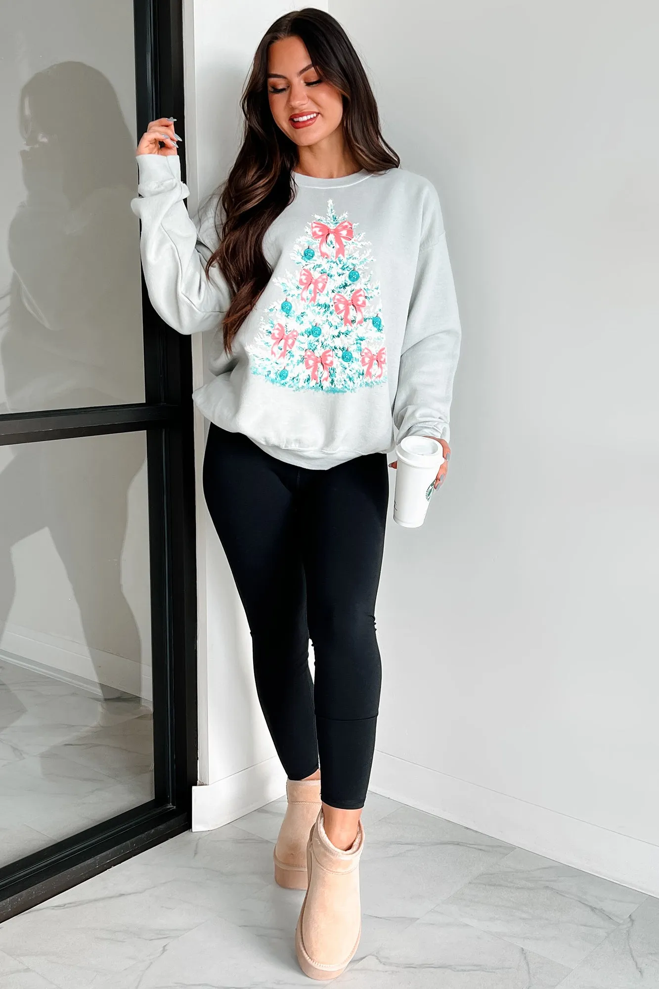 Sweat-shirt graphique surdimensionné Feeling Pine (Vert iceberg)