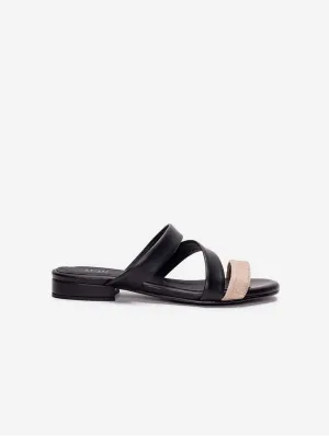 Sandales vegan pour femmes Finna en cuir de pomme | Noir