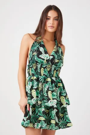 Forever 21 Robe mini bretelles femme imprimé tropical vert/multicolore Forever 21