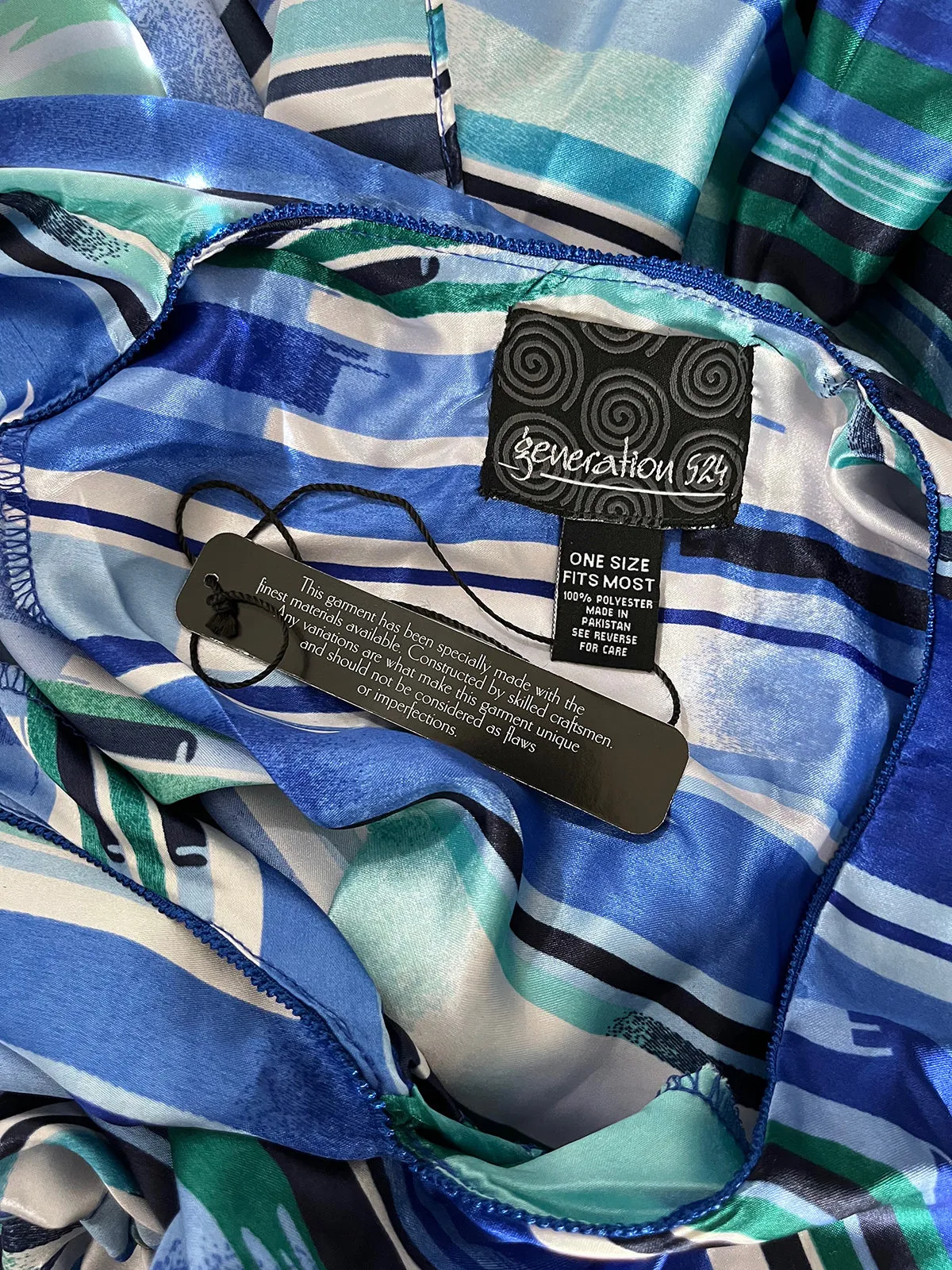 Generation 524 Taille Ouverte Caftan Rayé Bleu et Blanc NEJ