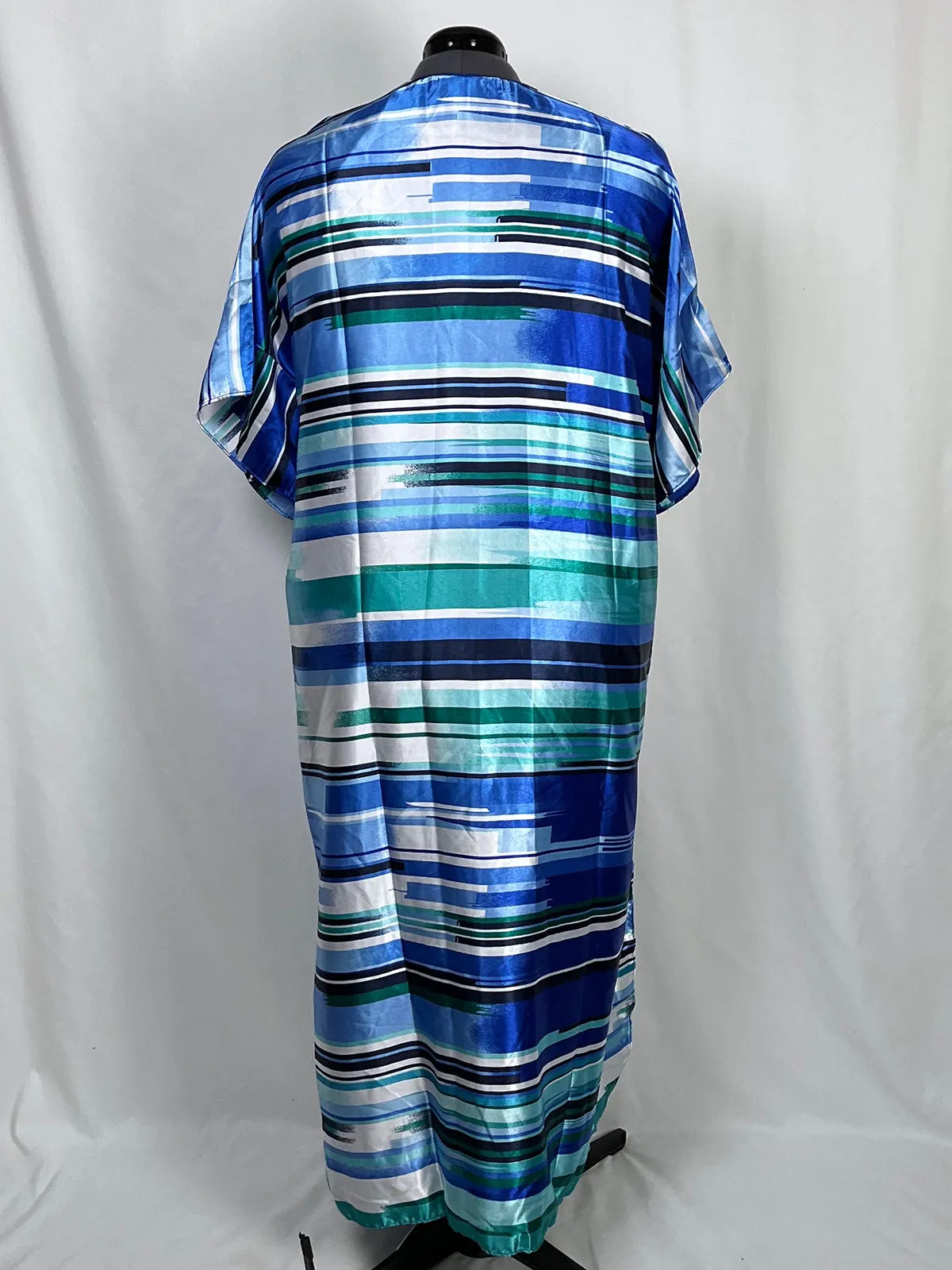 Generation 524 Taille Ouverte Caftan Rayé Bleu et Blanc NEJ
