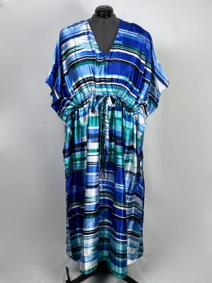 Generation 524 Taille Ouverte Caftan Rayé Bleu et Blanc NEJ