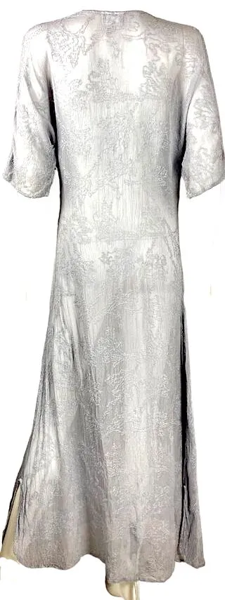 Ghost England. Tanya Sarne. Robe longue vintage des années 1990 semi-transparente