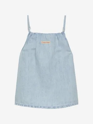 Haut à bretelles en jean bleu pour filles