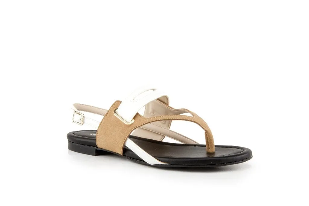 Sandales Gladiateur en Simili-Cuir Grace | Sable & Blanc