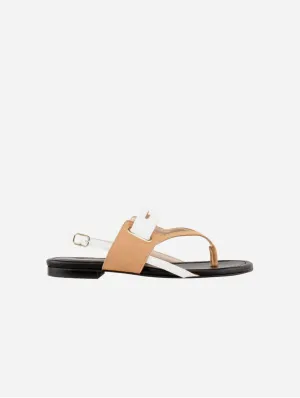 Sandales Gladiateur en Simili-Cuir Grace | Sable & Blanc