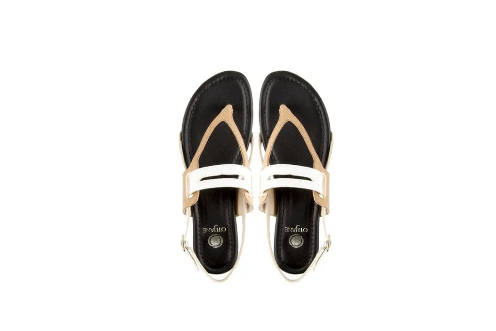 Sandales Gladiateur en Simili-Cuir Grace | Sable & Blanc
