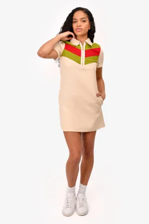 Robe polo rayée chevron crème Gucci avec fermeture 3/4, taille 36