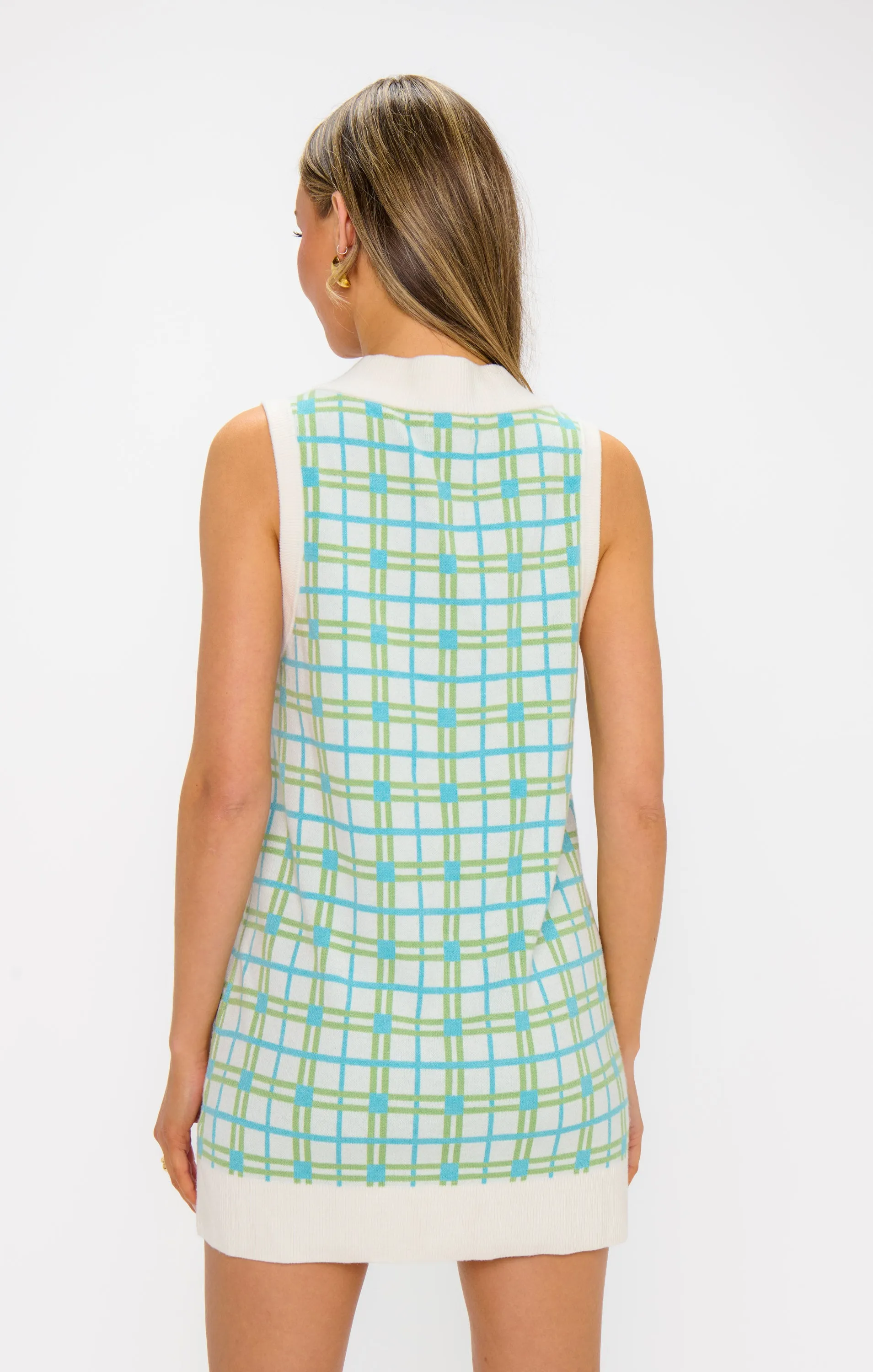 Robe pull Hartford Tank ~ En maille à carreaux verts