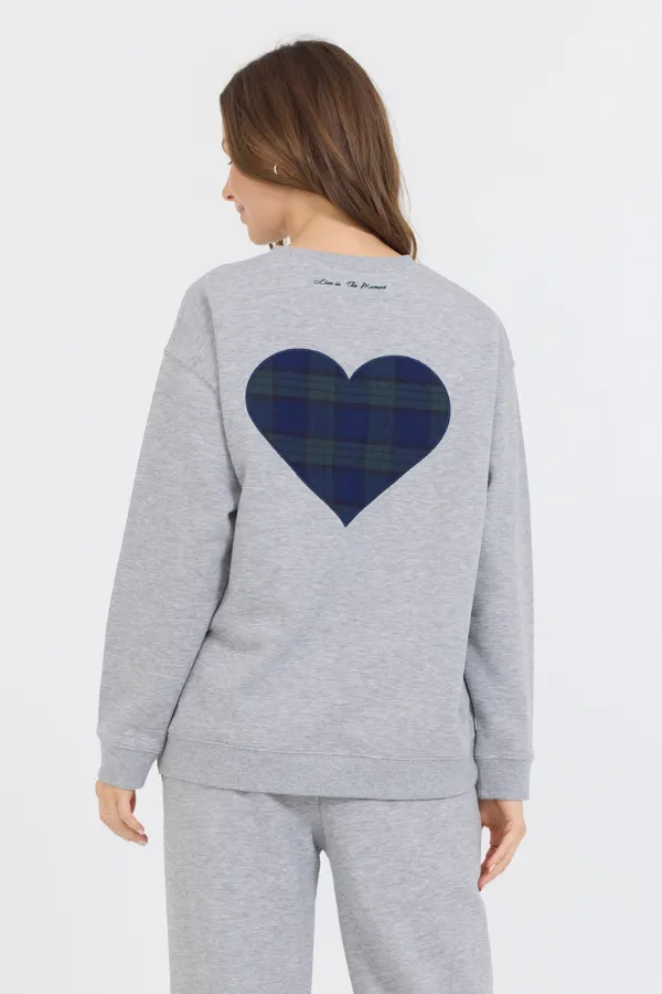 Pull en polaire essentiel gris Heather avec col rond Self Love Club