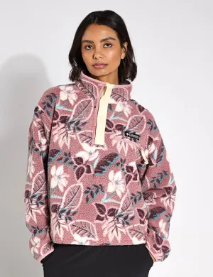 Helvetia II Polaire coupée à motif imprimé avec demi-boutonnage en sherpa - Fig Pasteled Multi