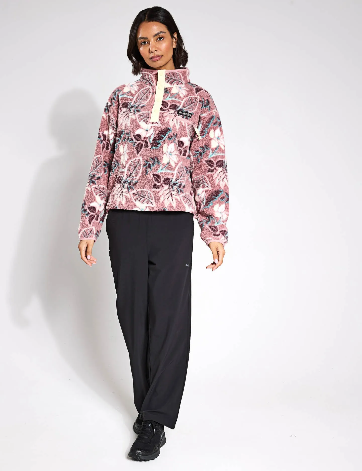 Helvetia II Polaire coupée à motif imprimé avec demi-boutonnage en sherpa - Fig Pasteled Multi