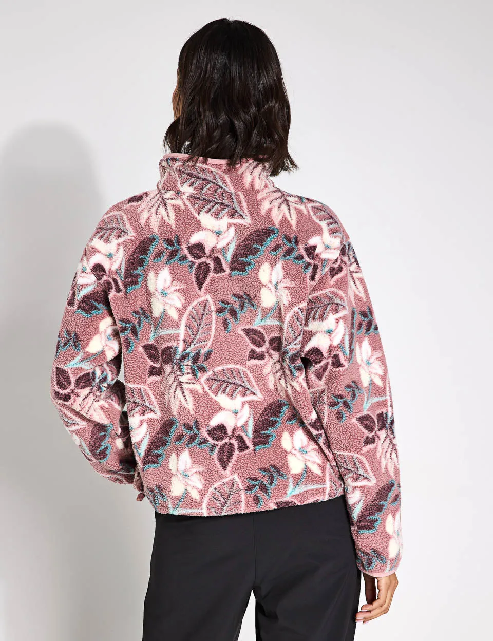 Helvetia II Polaire coupée à motif imprimé avec demi-boutonnage en sherpa - Fig Pasteled Multi