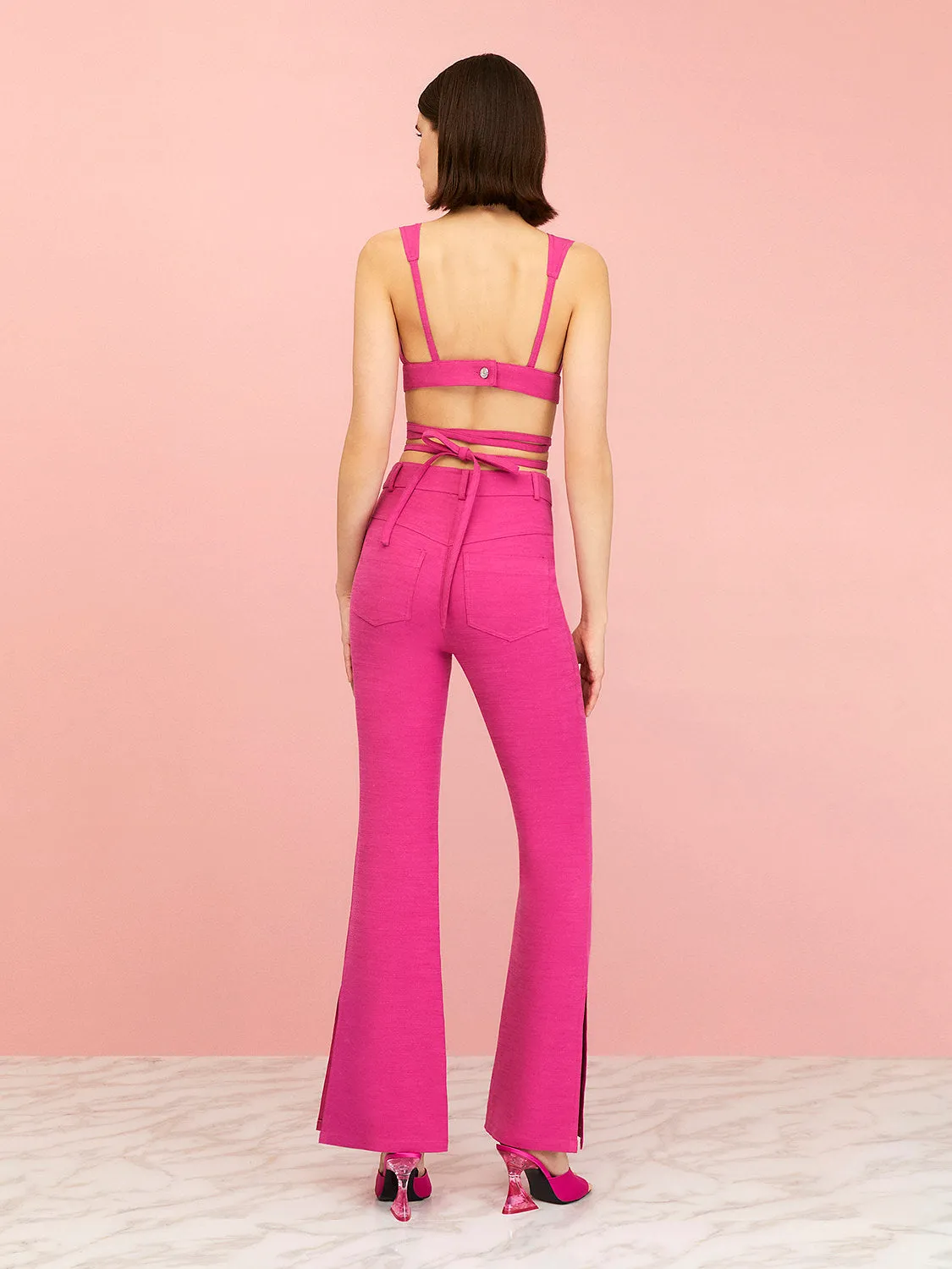 Pantalon à taille haute avec fente